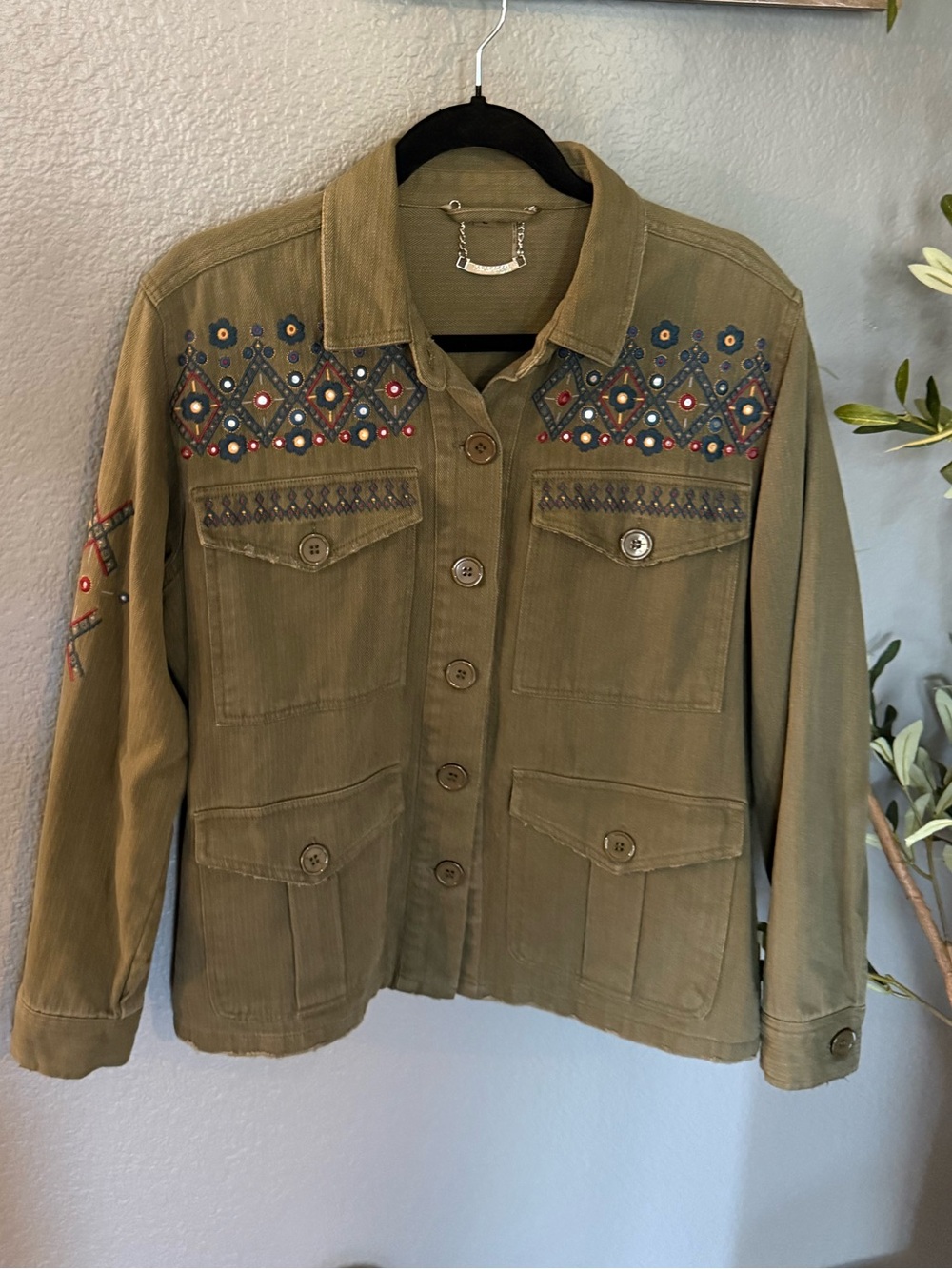 Paparazzi by Biz Olive Green Embroidered Utility Jacket